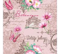 20 servilletas de flores vintage, flores rosas, cumpleaños, atemporales, modernas, 33 x 33 cm