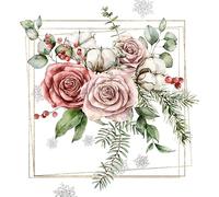 20 servilletas de Navidad rosas en arreglo natural como decoración de mesa. Servilletas de papel con diseño. También para decoupage y decoupage y decoupage (33 x 33 cm)