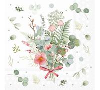 20 servilletas de papel Ambiente - Ramo de eucaliptos y helechos - Decoración de mesa con motivo también para fiestas o decoupage 33 x 33 cm