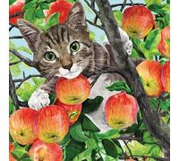 20 servilletas de papel con diseño de animales y gatos en manzano (33 x 33 cm)