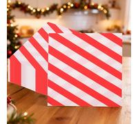 20 servilletas de papel desechables con patrón de Navidad, fiesta de Navidad, servilletas de 2 capas, servilletas de cóctel para Año Nuevo, invierno, cena, fiesta, decoración, rayas blancas y rojas