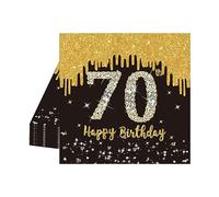 20 servilletas de papel negro y dorado para fiestas, decoración de mesa, 70 cumpleaños, servilletas de papel de para hombre, mujer, cumpleaños, fiestas, accesorios para fiestas con