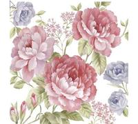20 servilletas de rosas de color lila y rosa, 33 x 33 cm