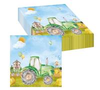 20 servilletas de tractor para cumpleaños infantiles