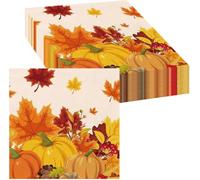 20 servilletas decorativas para otoño, 33 x 33 cm, servilletas de papel para decoración de mesa de Acción de Gracias, servilletas de papel para otoño, calabaza, Halloween, hojas de arce, servilletas