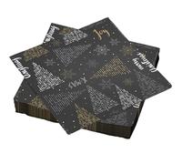 20 servilletas Xmas Joy negras de guata de 3 capas, 33 x 33 cm