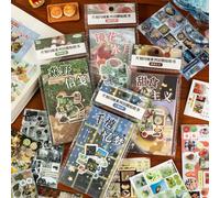 20 Uds. Libro de pegatinas troqueladas, suministros decorativos de dibujos animados Retro hechos a mano para álbum de recortes, pegatinas para diario, pegatinas de papelería japonesas D4