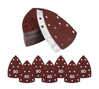 20 unidades de papel de lija triangular, hojas de lija de 11 agujeros, almohadillas de lijado con para Bosch y Mouse para lijadora triangular, grano 80