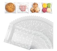 200 bolsas autoadhesivas para galletas, de 10x10 cm, transparentes con puntos blancos