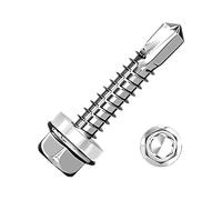 200 tornillos autorroscantes M5.5 x 16 mm, tornillos autorroscantes de cabeza hexagonal con arandela de acero inoxidable 410 con anillo de sellado, kit surtido de tornillos autorroscantes