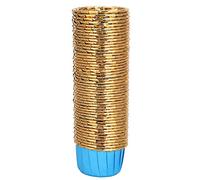 200 Uds. Forros para cupcakes, tazas para hornear, fundas para muffins para decoraciones de fiestas y bodas (Tamaño pequeño 3830-dorado por dentro y azul por fuera.)