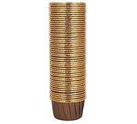 200 Uds. Forros para cupcakes, tazas para hornear, fundas para muffins para decoraciones de fiestas y bodas (Trompeta número 3830-Oro por dentro y café por fuera)