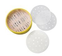 200 unidades de papel Dim Sum como base para vaporizadores de bambú, vaporizador, Air Fryer, forro de airfryer, antiadherente, papel redondo de bambú perforado (15,2 cm)