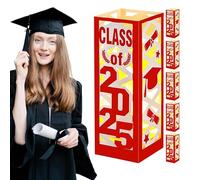 2025 Graduation Decoration, Light Up Lantern Box, 19x6.6cm/7.48x2.6 Inches Easy Assembly Centerpiece, Party Supply Accent, Set of 6, for Birthday, Family Celebration Paper+pp