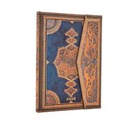 2026 Safavid Indigo (Safavid Binding Art) Midi 12-month Vertical Hardcover Flexi Dayplanner 2026 (Wrap Closure)