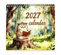 2027 Calendar Watercolor Owl Thick Paper Daily Agenda