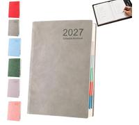 2027 Minimalist Daily Planner Notebook (Gray,PCS) | A5 Daily Planner Journal with PU Leather Cover, 320 Pages, Lay Flat Design for Work, Study and Personal Organization