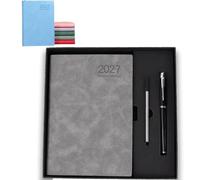 2027 Minimalist Daily Planner Notebook (Gray,Set) | A5 Daily Planner Journal with PU Leather Cover, 320 Pages, Lay Flat Design for Work, Study and Personal Organization