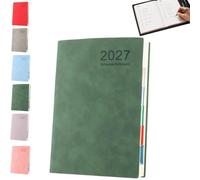 2027 Minimalist Daily Planner Notebook (Green,PCS) | A5 Daily Planner Journal with PU Leather Cover, 320 Pages, Lay Flat Design for Work, Study and Personal Organization