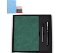 2027 Minimalist Daily Planner Notebook (Green,Set) | A5 Daily Planner Journal with PU Leather Cover, 320 Pages, Lay Flat Design for Work, Study and Personal Organization