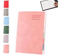 2027 Minimalist Daily Planner Notebook (Pink,PCS) | A5 Daily Planner Journal with PU Leather Cover, 320 Pages, Lay Flat Design for Work, Study and Personal Organization
