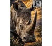 2027 Planner: Rhino Rhinoceros Animal themed Cover Daily Weekly Dairy Vision Board & Mission Pages Contacts Password Log Planning Pages Note To Do
