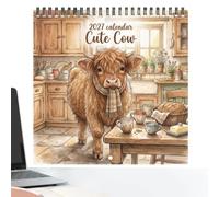 2027 Wall Calendar | Cute Rustic Cow Art Daily Schedule Planner