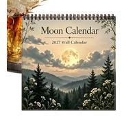 2027 Wall Calendar - Monthly Planner | Moon Phase Schedule Calendar | 12 Calendario de pared del mes con las fases de la luna. Diseño claro para planificar appointments, Tasks and Events.
