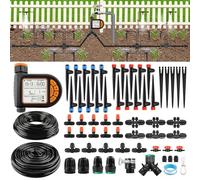 207 pies Kit de Riego Por Goteo Automático con Temporizador, Kalolary 1/4" 1/2" Sistema Riego Jardín Ajustable con Tubos 4/7mm 16mm Sistema Riego Automático Por Microgoteo para Invernaderos Jardines