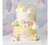 23 piezas Unicorns Cake Topper Unicorns Cake Topper, 3D Unicorns Cake Topper Set Happy Birthday Toppers Rainbow Nube Estrellas Ball, para Baby Shower Cumpleaños Boda Fiesta