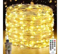 23M 200 LED Luces de Hadas con Enchufe, Guirnalda Luces Interior con Temporizador, Impermeable Luces de Navidad para Interior Exteriores Arbol de Navidad, Fiestas, Jardín, Bodas, Blanco Cálido