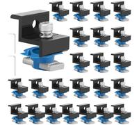 24 abrazaderas para módulos solares, 30 mm de aluminio, módulo PV, diseño de doble orificio, con 2 llaves, soporte en Z, soporte para módulo solar para paneles solares, para techos, paredes, barcos