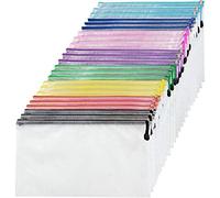 24 carteras de plástico - A4 carpetas de plástico con cremallera, bolsas Ziplock con cremallera (8 colores)
