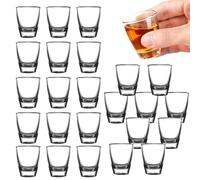 24 PCS Vasos De Chupito, Vasos de Chupito de 35 ml, Vaso de Vidrio Templado, Vaso Para Beber Directamente, con Base Gruesa, Para Aguardiente, Vodka, Ouzo, Sambuca, Apto para Lavavajillas