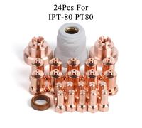 24 Uds PT-80 PT80 IPT-80 electrodo de PTM-80 52558 boquilla 51311S anillo giratorio tapa protectora separador ajuste consumibles de antorcha de corte por Plasma