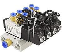 24V DC 12V 4 válvula solenoide neumática 4V110-06 silenciador 4mm 6mm 8mm 10mm 12mm juego de Base montaje rápido AC110v 220v útil(6mm Fittings,AC220V)