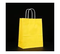 25 bolsas de papel colorido de mano, bolsas de regalo para fiestas de vacaciones, bolsas de compras de joyas, regalos de boda para Navidad, día de San Valentín (amarillo, 25 unidades de 21 x 11 x 27
