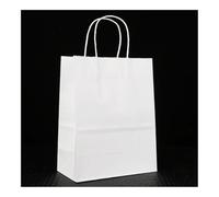 25 bolsas de papel colorido de mano, bolsas de regalo para fiestas de vacaciones, bolsas de compras de joyas, regalos de boda para Navidad, día de San Valentín (blanco, 25 unidades, 32 x 11 x 27 cm)