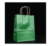 25 bolsas de papel colorido de mano, bolsas de regalo para fiestas de vacaciones, bolsas de compras de joyas, regalos de boda para Navidad, día de San Valentín (verde, 25 unidades, 21 x 14 x 27 cm)