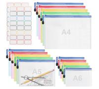 25 bolsas para documentos A4, A5, A6, con cremallera, impermeables, con cremallera, pequeñas bolsas de malla para documentos, para documentos, escuela, oficina, viajes