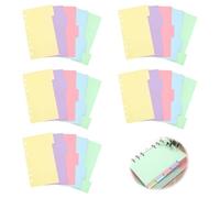25 hojas/5 juegos de hojas separadoras A5, registro con 5 colores, hojas separadoras para carpetas con perforador de 6 agujeros DIN A5 para hojas de anillas, cartón etiquetable para la organización de