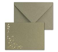 25 sobres navideños - DIN C6 - con estampado dorado metálico de lluvia estrellada, color: papel kraft gris, adhesivo húmedo, 120 g/m² - 114 x 162 mm