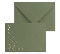 25 sobres navideños - DIN C6 - con lluvia estrellada en relieve dorado metálico, color: papel kraft verde adhesivo húmedo, 120 g/m² - 114 x 162 mm