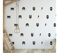 25 uds 40 uds/hoja de superhéroe Batman máscara patrón pegatina de pared DIY superhéroe vinilo calcomanías de pared para niños decoración de pared de habitación Light Gray 25pcs