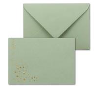 25 x Sobres de Navidad DIN C6 con estrella dorada metálica en relieve, eucalipto verde lluvioso, adhesivo húmedo 120 g/m² 114 x 162 mm