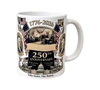 250th Birthday Tea | Patriotic Ceramic Coffee Cup, 1776-2026 Commemorative Beverage Drinkware, Perfect for Home Office Apartment Hotel Cafe, Living Room Dining Room, Gift for Friends Family