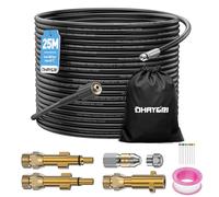 25M Tuyau Deboucheur Canalisation Nettoyage Haute Pression pour Kärcher K2-K7 HD HDS, Lavor, Bosch, Parkside,180Bar Kit Furet Professional avec Buse Rigides+Rotatives+3 Adaptateurs en Cuivre Résistant