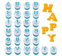 26 moldes de cortador de galletas con letras del alfabeto y émbolo para decoración de cupcakes, fondant, molde para hornear en relieve, para bodas, fiestas de Navidad, decoración de pasteles