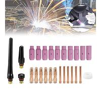 26Pcs Soldador TIG Kit de Accesorios para Antorcha, Cuerpo de Pinza Lente Gas TIG Boquillas de Alúmina Back Cap Antorcha de Soldadura TIG Consumibles para SR WP 17 18 26 Juego de Piezas Pistola TIG