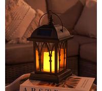 Festive Lights - Farol de jardín con vela, funciona con energía solar, con efecto parpadeante, LED color ámbar, 27 cm